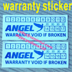 Hot sale custom printed destructible paper warranty seal stickers with logo and dates