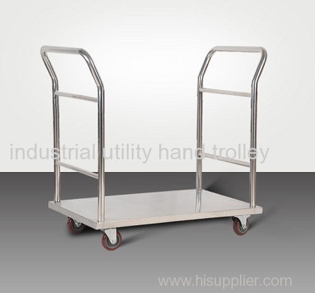 Double handrail stainless steel logistics utility trolleys