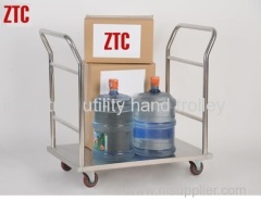 Double handrail stainless steel logistics utility trolleys