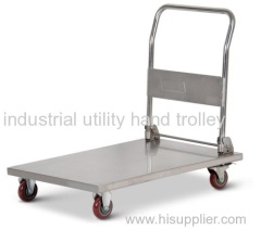 Folding stainless steel platform hand trolleys