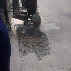 The procedure of resurfacing concrete bridge deck pothole