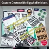 Custom graffiti art screen printing eggshell stickers photo vinyl eggshell stickers