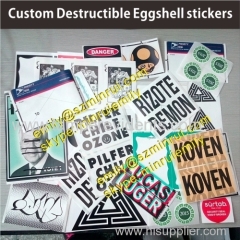 Custom graffiti art screen printing eggshell stickers photo vinyl eggshell stickers