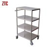 Logistics transport stainless steelfour layers shelf hand trucks