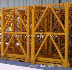 OEM Yellow Painted Anti - Corrosion Steel Hoist Tower Crane Mast 2.4 x 2.4 x 5 m