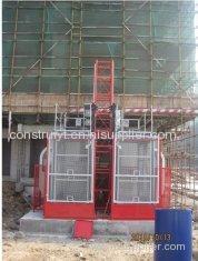 Painted SC200 Yellow Material Construction Twin Cage Hoist 3.2 x 1.5 x 2.5m