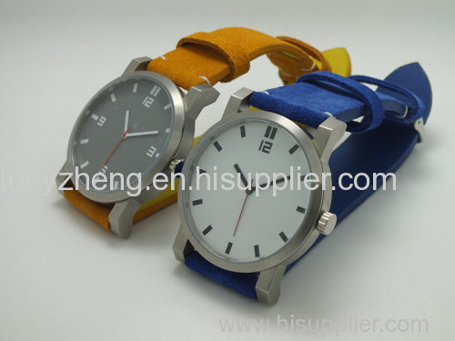 High quality leather men watch stainless steel watch