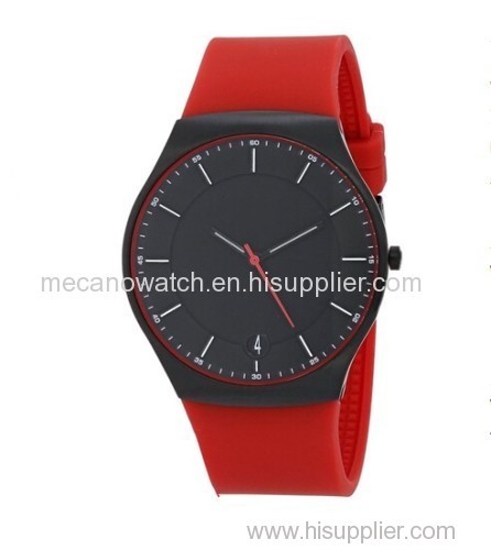 stainless steel watch with silicone strap