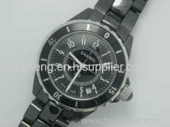 High quality leather men watch ceramic watch black watch