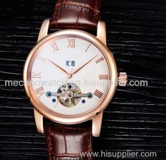 automatic watch with leather strap