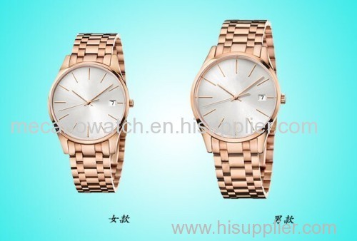 stainless steel watch with rose gold PVD