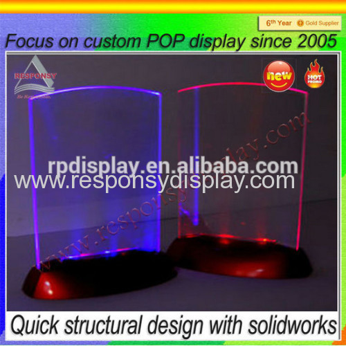 Acrylic table menu display holder with led light