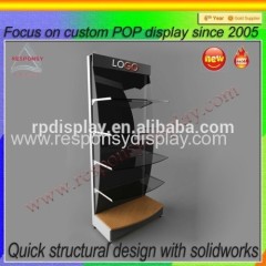 Free standing competitive price metal 5 shelf pegboard display stand