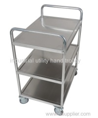 Three layer double handle warehouse cart material moving trolley on wheels