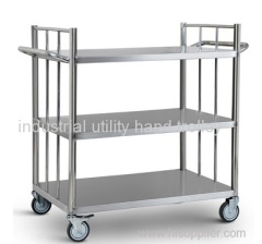 Material moving stainless steel hand cart with guardrail