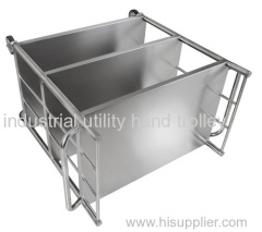 Material moving stainless steel hand cart with guardrail