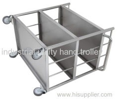 Material moving stainless steel hand cart with guardrail