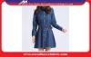 Custom Casual Denim Long Trench Jacket / Dust Coat Jackets for Women