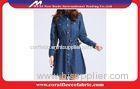 Custom Casual Denim Long Trench Jacket / Dust Coat Jackets for Women