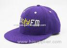 Customized Purple Acrylic Snapback Baseball Caps With Flat Embroidery Logo