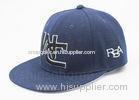 6 Panels Baseball Hats / Snapback Caps Dark Blue With 3D Puff Embroidery Logo
