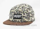 Man Camo Printed Baseball Caps Adjustable With Brown Brim , Patch Logo