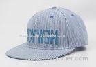 Official Blue Snapback Washed Baseball Caps Flat Brim With Customized Label