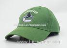 Adults / Kids Sport 100% Cotton Retro Baseball Caps With Green Velcro Strips