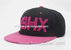 Two Stone Snapback Six Panel Baseball Caps / Hats Black With Pink 23 inch