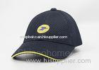 Outdoor Dark Blue Mesh Embroidered Baseball Caps Six Panels Adjustable