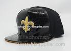 Adjusted Embroidery Flat Bill Hats Leather With Acrylic , College Baseball Caps