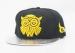 Fashion Acrylic And Leather Flat Bill Hats With Yellow Logo , Summer Baseball Cap