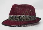 Dark Red Mesh Fisherman Bucket Hat With Silk Ribbon For Summer