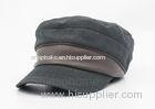 Fashion Men Blank Cotton Military Cap With Leather , Army Twill Cap
