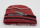 Custom Red Black Cotton Beanie Hats Knitting , Winter Caps For Men / Women