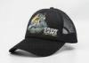 Large Black Printed Mesh Trucker Hats 5 Panel With Velcro Back Strips