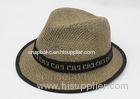 Summer Man Straw Fishing Bucket Hat Cap Brown 58cm With Ribbon