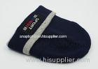 Patch Embroidery Cotton Blend Winter Beanie Hats Flexible Dark Blue And Grey