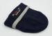 Patch Embroidery Cotton Blend Winter Beanie Hats Flexible Dark Blue And Grey