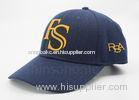 Dark Blue Acrylic Flat Embroidered Baseball Caps 58 cm , Promotional Ball Caps