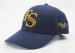 Dark Blue Acrylic Flat Embroidered Baseball Caps 58 cm , Promotional Ball Caps