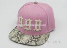 Party Adjustable Flat Brim Baseball Hat Embroidery Pink With Leopard Brim