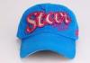 Lady / Women Blue Cotton Twill Embroidered Baseball Caps Hat For Sports