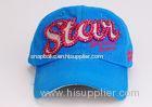 Lady / Women Blue Cotton Twill Embroidered Baseball Caps Hat For Sports