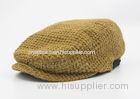 Brown Peaked Duck Bill Knitting Wool Hat Winter For Lady , Cotton Lining