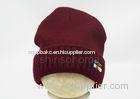 100% Cotton Winter Men Winter Beanie Hats Knitted With Flat Embroidery