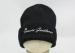 Woolen Winter Beanie Hats Black Color With Flat Embroidery Adults Size