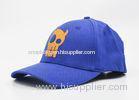 Embroidery Blue Flexfit Baseball Hats Stretch Cotton With Closed Back