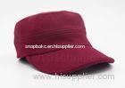 Dark Red Brush Cotton Military Cap Flexible Stretch Back Closure Fashionable