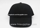6 Panel Blank Plain Black Baseball Caps With Adjustable Plastic Strips